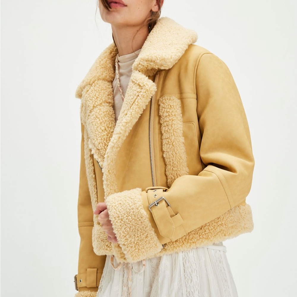 JAY SUPPLE SANS LEATHER BONDED COAT IN CUSTARD